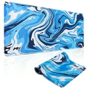 Gaming Mouse Pad, Fluid Pattern Mouse Pad 31.5x11.8inch Large Extended Computer Mouse Mat Keyboard Full Desk Mousepad for Gaming, Office, Home-Blue