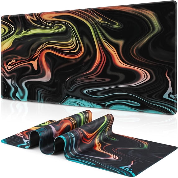 Gaming Mouse Pad, Fluid Pattern Mouse Pad 31.5x11.8inch Large Extended Computer Mouse Mat Keyboard Full Desk Mousepad for Gaming, Office, Home