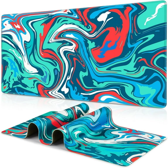 Gaming Mouse Pad, Fluid Pattern Mouse Pad 31.5x11.8inch Large Extended Computer Mouse Mat Keyboard Full Desk Mousepad for Gaming, Office, Home