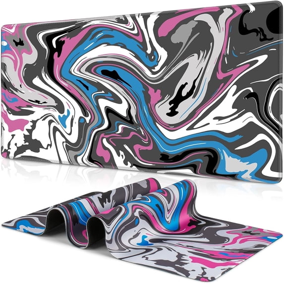 Gaming Mouse Pad, Fluid Pattern Mouse Pad 31.5x11.8inch Large Extended Computer Mouse Mat Keyboard Full Desk Mousepad for Gaming, Office, Home