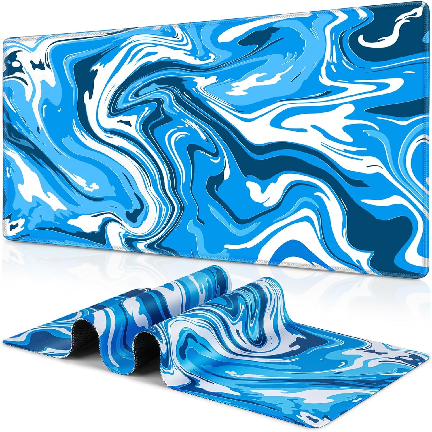 Gaming Mouse Pad, Fluid Pattern Mouse Pad 31.5x15.7inch Large Extended Computer Mouse Mat Keyboard Full Desk Mousepad for Gaming, Office, Home