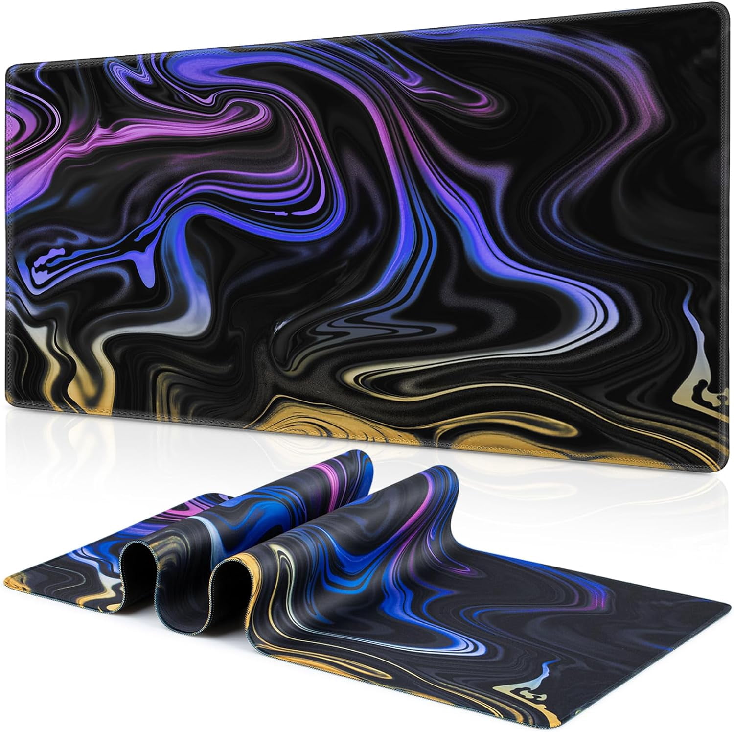 Gaming Mouse Pad, Fluid Pattern Mouse Pad 31.5x15.7inch Large Extended Computer Mouse Mat Keyboard Full Desk Mousepad for Gaming, Office, Home