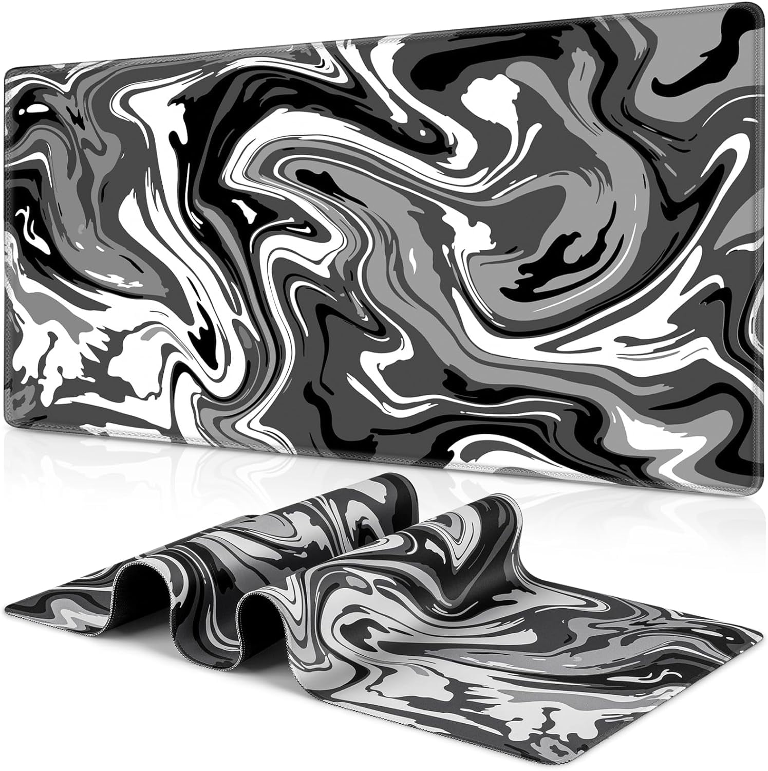Gaming Mouse Pad, Fluid Pattern Mouse Pad 35.4x15.7inch Large Extended Computer Mouse Mat Keyboard Full Desk Mousepad for Gaming, Office, Home