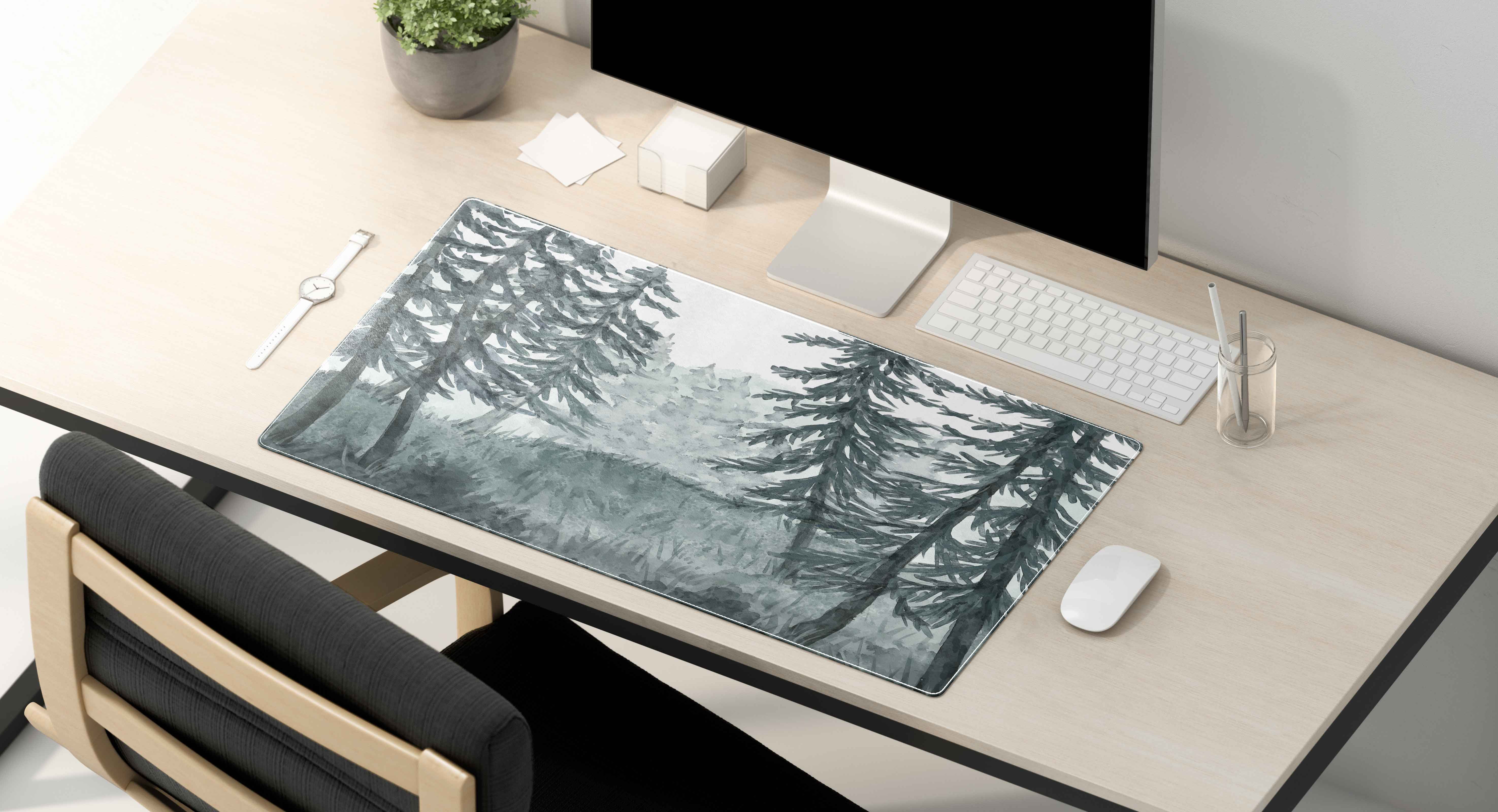 Gaming Mouse Pad -  Forest Theme - Desk Mat - Large Desk Pad - Extend Gaming Mouse Pad - Aesthetic Desk Mat - Gift for Gamers - Desk Pad - Size 35.4x15.7in