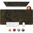 thumbnail image 1 of Gaming Mouse Pad, Golden Topographic Contour Large Desk Mat, Extended Big XL Desk Pad, Long Computer Keyboard Mousepad with 3mm Non-Slip Base and Stitched Edge for Home Office, 31.5 x 11.8 Inch, 1 of 6