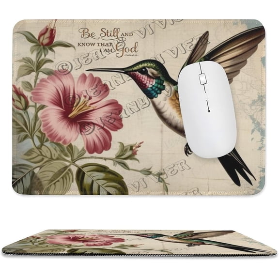Gaming Mouse Pad,Hummingbird Be Still and Know That I Am God Mouse Pads Gift for Her,Washable Cloth, Non-Slip Rubber Base with Stitched Edges MousePads for Office Laptop 8"x10"
