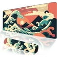thumbnail image 1 of Gaming Mouse Pad, Japanese Sea Wave Sunset on Cloud Extended Large Desk Mat, Big Computer Keyboard Desk Pad, Stitched Edges Mousepad, 31.5 x 11.8 Inch Waterproof Desk Pad for Office Home, 1 of 6