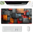 thumbnail image 1 of Gaming Mouse Pad, Keyboard Mouse Pad 31.5x15.7 inch XXL Large Computer Laptop Cool Desk Mat with Non-Slip Rubber Base and Stitched Edge for Home Office Work, Geometric Black Orange, 1 of 6