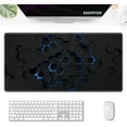 thumbnail image 1 of Gaming Mouse Pad, Keyboard Mouse Pad 31.5x15.7 inch XXL Large Computer Laptop Cool Desk Mat with Non-Slip Rubber Base and Stitched Edge for Home Office Work, Technology Blue Hexagon, 1 of 6