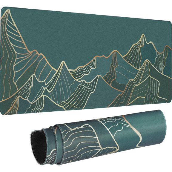 Gaming Mouse Pad Large 31.5 x 11.8in Topographic Keyboard Mousepad for Non-Slip Base and Stitched Edge, Extended Desk Pad XL Desk Mat (Black)
