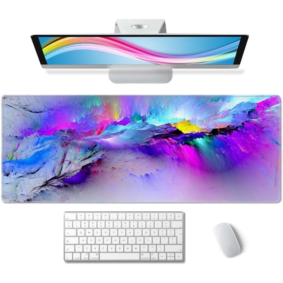 Gaming Mouse Pad Large,Abstract Spray Paint Mouse Pad Gaming Mouse Mat Desk Pad,31.5 x 11.8 Desk Mat Mouse Pads for Desk,Extended Keyboard Mousepad with Non-Slip Base and Stitched Edge