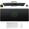 thumbnail image 1 of Gaming Mouse Pad Large, Computer Desk Mat Large with Stitched Edges & Rubber Base, 35.4x15.7in Big Mouse Pad Keyboard Mat Large Mousepad for Desk, Gaming, Work, Honeycomb Black Green, 1 of 6