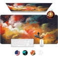 thumbnail image 1 of Gaming Mouse Pad, Large Desk Mat, Boating on Starry Night Extended Big Desk Pad, Long Computer Keyboard Mousepad with Non-Slip Base and Stitched Edge for Home Office, 31.5 x 15.7 Inch, 1 of 6
