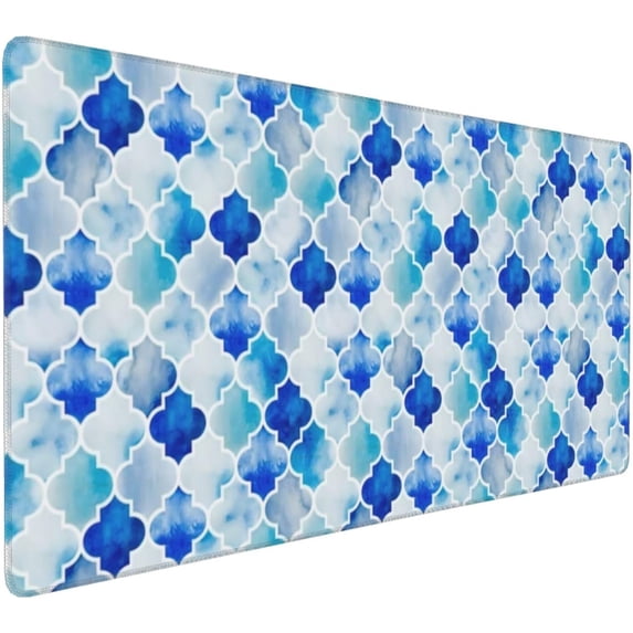 Gaming Mouse Pad Large Desk Mat,Desk Pad Extended Keyboard Pad,Anti-Slip Rubber Base Mouse Pad for Women Girls Work,Game,Office,Home 35.4"X15.7",Moroccan Style