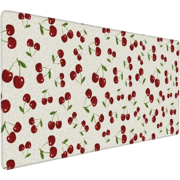 Gaming Mouse Pad Large Desk Mat,Desk Pad Extended Keyboard Pad,Anti-Slip Rubber Base Mouse Pad for Women Girls Work,Game,Office,Home 35.4"X15.7",Cherry Berry