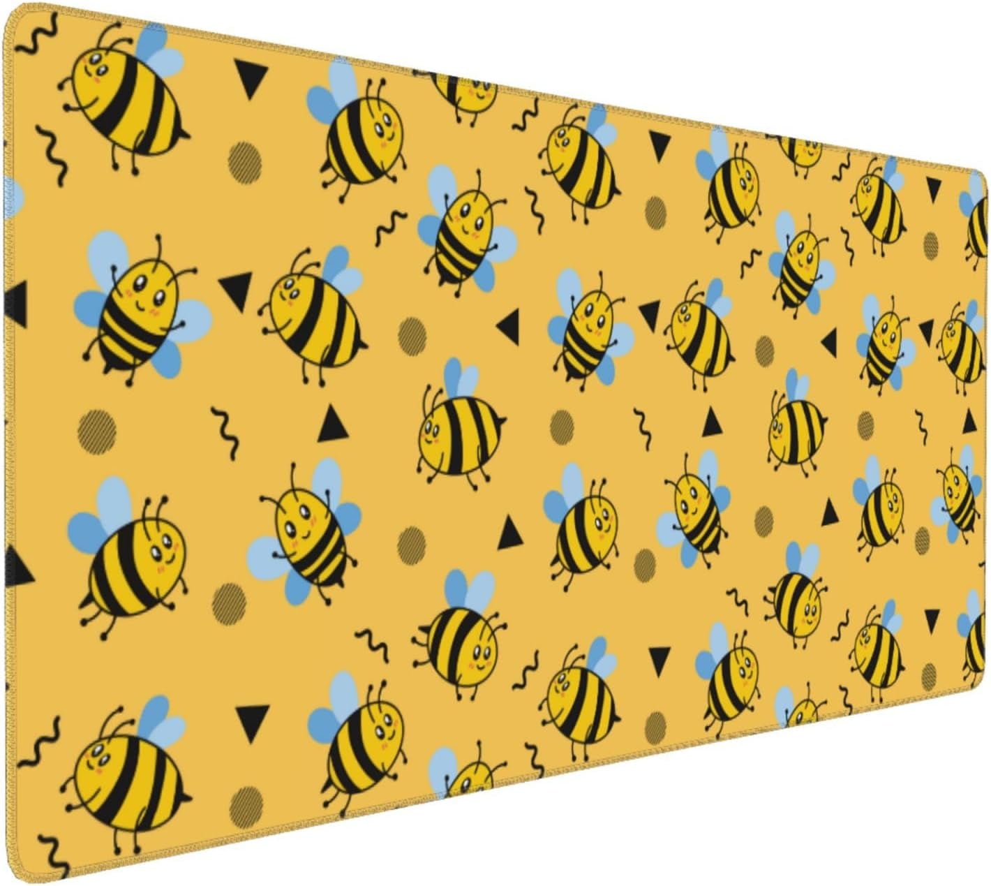 Gaming Mouse Pad Large Desk Mat,Desk Pad Extended Keyboard Pad,Anti-Slip Rubber Base Mouse Pad for Women Girls Work,Game,Office,Home 35.4"X15.7",Cute Little Bee Pattern Yellow