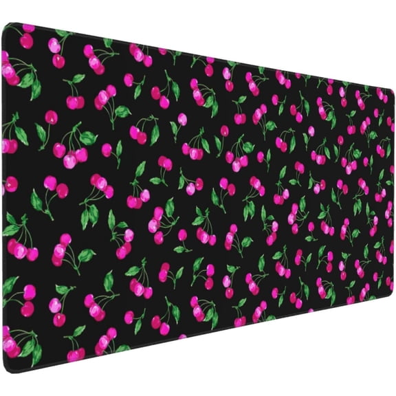 Gaming Mouse Pad Large Desk Mat,Desk Pad Extended Keyboard Pad,Anti-Slip Rubber Base Mouse Pad for Women Girls Work,Game,Office,Home 35.4"X15.7",Dark Red Cherry