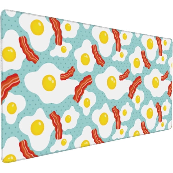 Gaming Mouse Pad Large Desk Mat,Desk Pad Extended Keyboard Pad,Anti-Slip Rubber Base Mouse Pad for Women Girls Work,Game,Office,Home 35.4"X15.7",Egg and Bacon