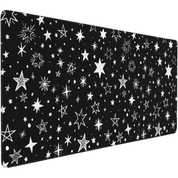 Gaming Mouse Pad Large Desk Mat,Desk Pad Extended Keyboard Pad,Anti-Slip Rubber Base Mouse Pad for Women Girls Work,Game,Office,Home 35.4"X15.7",Star Handdrawn Doodle