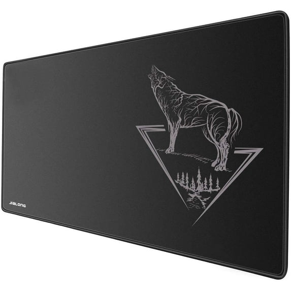Gaming Mouse Pad, Large Desk Mouse Pad for Desk, 35.4x15.7inch Mousepad for Home Office Gaming Work - Black/Gray Wolf