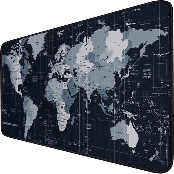 Gaming Mouse Pad, Large Extended Desk Mouse Pad, Non-Slip Spill-Resistant Mousepad with Special-Textured Surface, Anti-Fray Stitched Edges for Esports Pros Gamer Office - Map