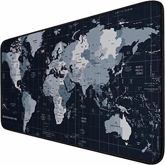 Gaming Mouse Pad, Large Extended Desk Mouse Pad, Non-Slip Spill-Resistant Mousepad with Special-Textured Surface, Anti-Fray Stitched Edges for Esports Pros Gamer Office - Map
