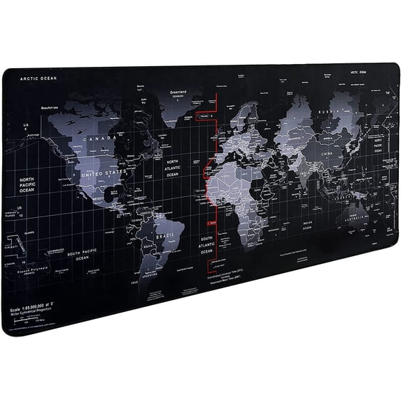 Gaming Mouse Pad, Large Mouse Pad Size 31.5x11.8 Thickness 0.1inches,Premium-Textured Non-Slip & Waterproof Computer Mousepad with Stitched Edges for Gaming, Office & Home-80x30 Map002