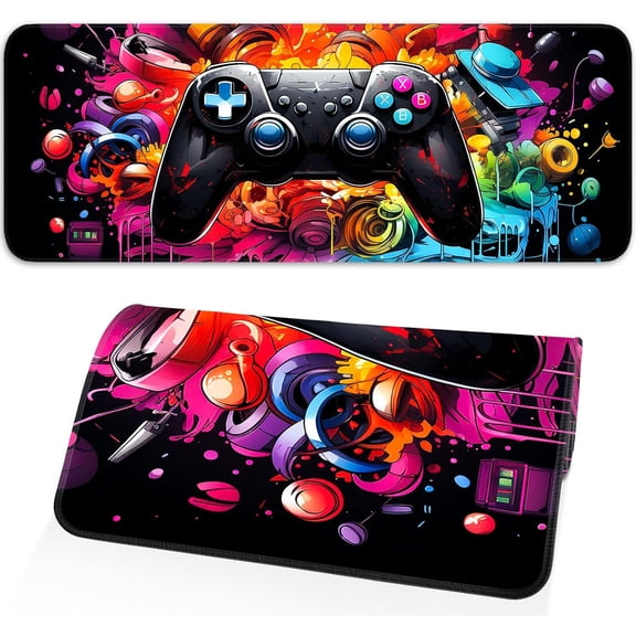 Gaming Mouse Pad, Large Mouse Pad, Waterproof Non-Slip Rubber Base, Stitched Edges, Suitable for Gaming, Office, Home, 31.5x11.8 Inch, Desk Decoration