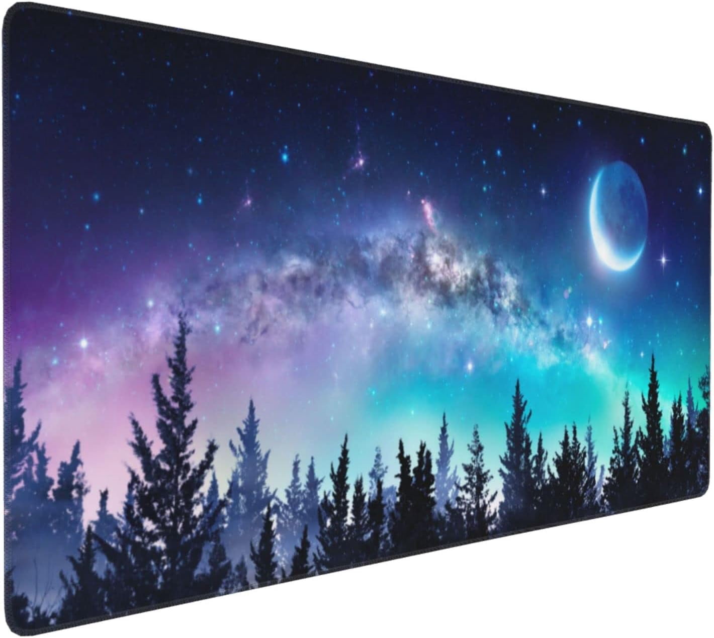 Gaming Mouse Pad,Large Mouse Pads for Desk,Non-Slip Rubber Base Extended Mousepad,XXL Keyboard Mouse Mat,Computer Keyboard Desk Pad with Stitched Edges,35.4x15.8inch,Clear Stary Night
