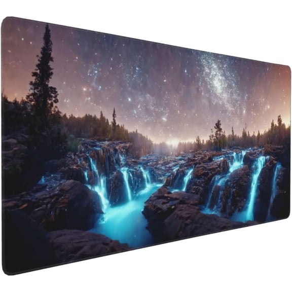 Gaming Mouse Pad,Large Mouse Pads for Desk,Non-Slip Rubber Base Extended Mousepad,XXL Keyboard Mouse Mat,Computer Keyboard Desk Pad with Stitched Edges,35.4x15.8inch,Milky Way