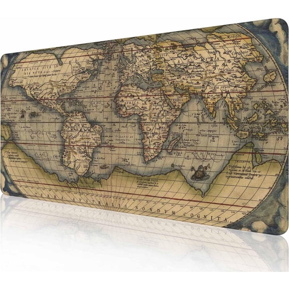 Gaming Mouse Pad, Large Mouse Pads for Desk, Non-Slip Rubber Base Mousepad, Keyboard Mouse Mat, Desk Pad with Stitched Edges, 31.5x11.8 inch Antique Map of The World