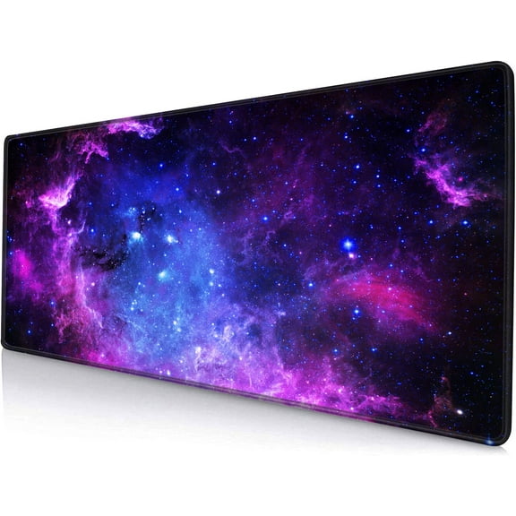 Gaming Mouse Pad, Large Mouse Pads for Desk, Non-Slip Rubber Base Mousepad, Keyboard Mouse Mat Desk Pad with Stitched Edges, 31.5x11.8 inch Galaxy