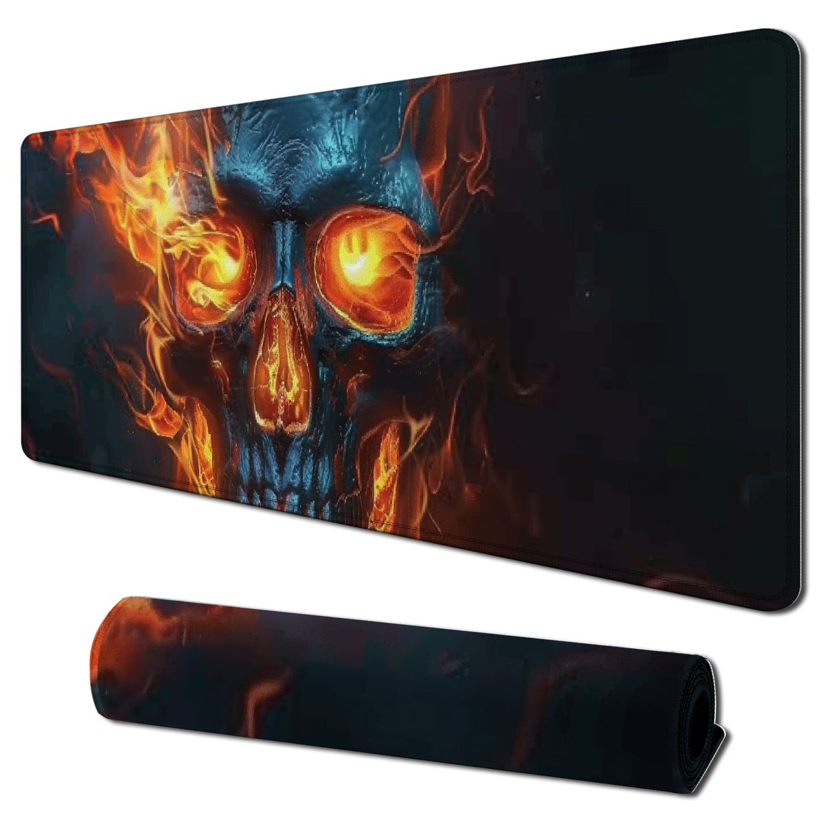 Gaming Mouse Pad Large Mousepad Fire Skull Cool Aesthetic Big Computer