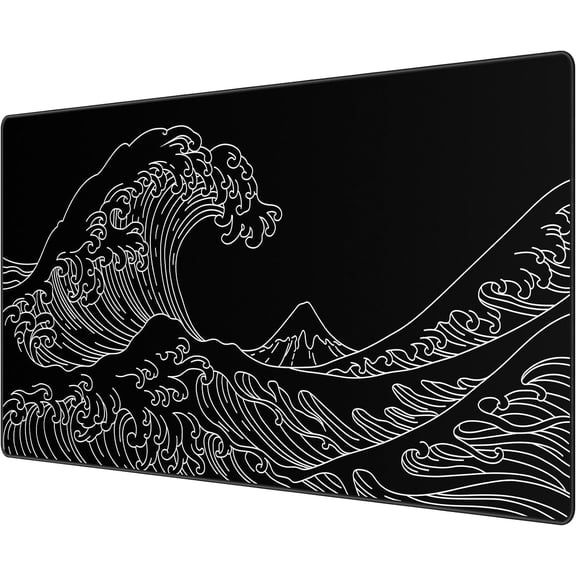 Gaming Mouse Pad, Large Mousepad with Non-Slip Rubber Base, Smooth Cloth Surface Desk Keyboard Mat for Computer, PC, Laptop, Desktop 35.4 x 15.7 Inches, Black