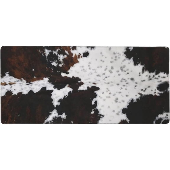 Gaming Mouse Pad, Large Non-Slip Rubber Base Mousepad, Keyboard Mouse Mat, Desk Pad with Stitched Edges,35.4x15.7inch, Brown Cowhide