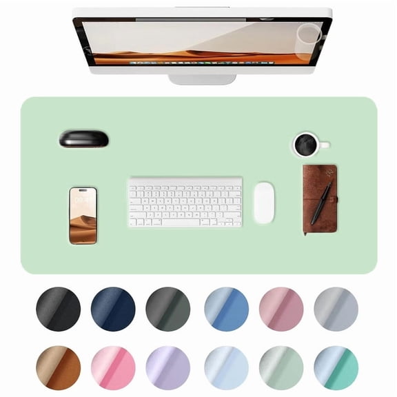 Gaming Mouse Pad - Large PU Leather Mouse Pad with Non-Slip Base Stitched Edges, Desk Mat for Gamer, Office & Home (35.4" x 15.8", Mint Green)