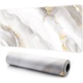 thumbnail image 1 of Gaming Mouse Pad, Large Mouse Pad for Desk, Desk Mat Extended Mousepad, with Non-Slip Rubber Base Desk Pad for Home Office Gaming (31.5 x 11.8", White Marble), 1 of 16
