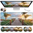 Gaming Mouse Pad, Large Mouse Pad Set,Wooden Bridge Beach Landscape