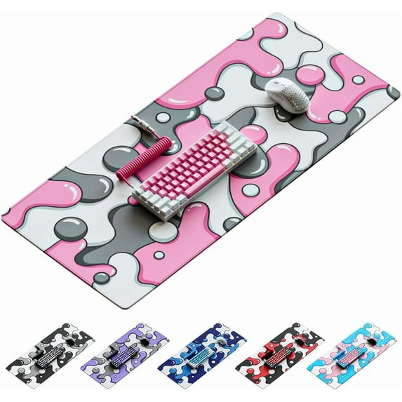 Gaming Mouse Pad Large Pink XXL Mouse Pad for Gaming - Desk Mat for Keyboard - Thick Artisan Mousepad for Desk (Quartz Drip)