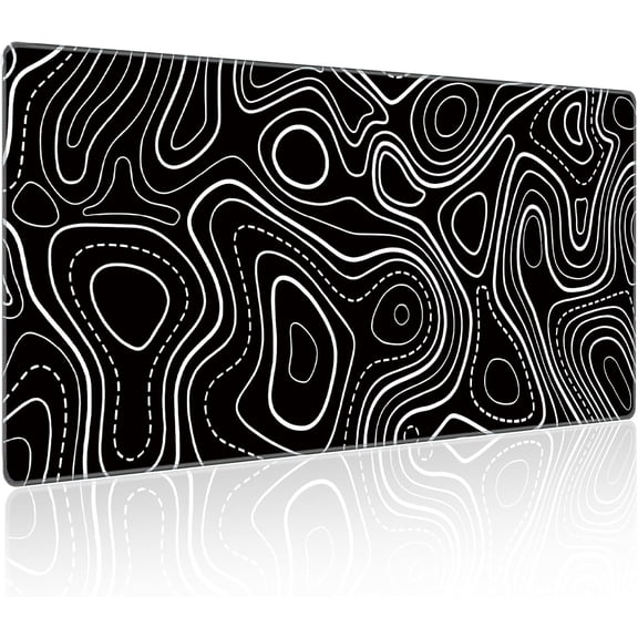 Gaming Mouse Pad Large, Topographic Mousepad Extended XXXL Big Mouse Pad Keyboard Mat, Professional Smooth Surface & Non-Slip Base for Optimal Control, Extra Durability Reinforcement of Sewn Edges