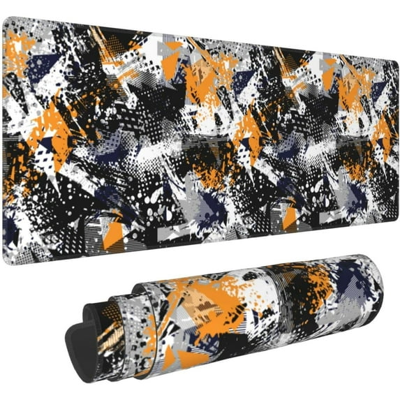 Gaming Mouse Pad Large, XL Mousepad Design with Abstract Texture, Stitched Extended Desk Pad for Keyboard and Mouse, Stitched Big Long Computer Loptop Pads Gifts for Women, (Colorful, 31.5 * 11.8 in)