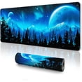 thumbnail image 1 of Gaming Mouse Pad, Mouse Pad Large, Keyboard and Mouse Pad, 31.5" x 11.8" XL Mouse Pad, Non-Slip Office Computer Keyboard Mousepad, Desk Pad Large - Moon Mountain Forest, 1 of 6