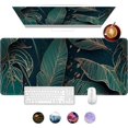 thumbnail image 1 of Gaming Mouse Pad, Palm Leaves Gold Line Extended Large Desk Mat, Big Computer Keyboard Desk Pad, Stitched Edges Mousepad, 31.5 x 11.8 Inch Waterproof Desk Writing Pad for Office and Home, 1 of 6