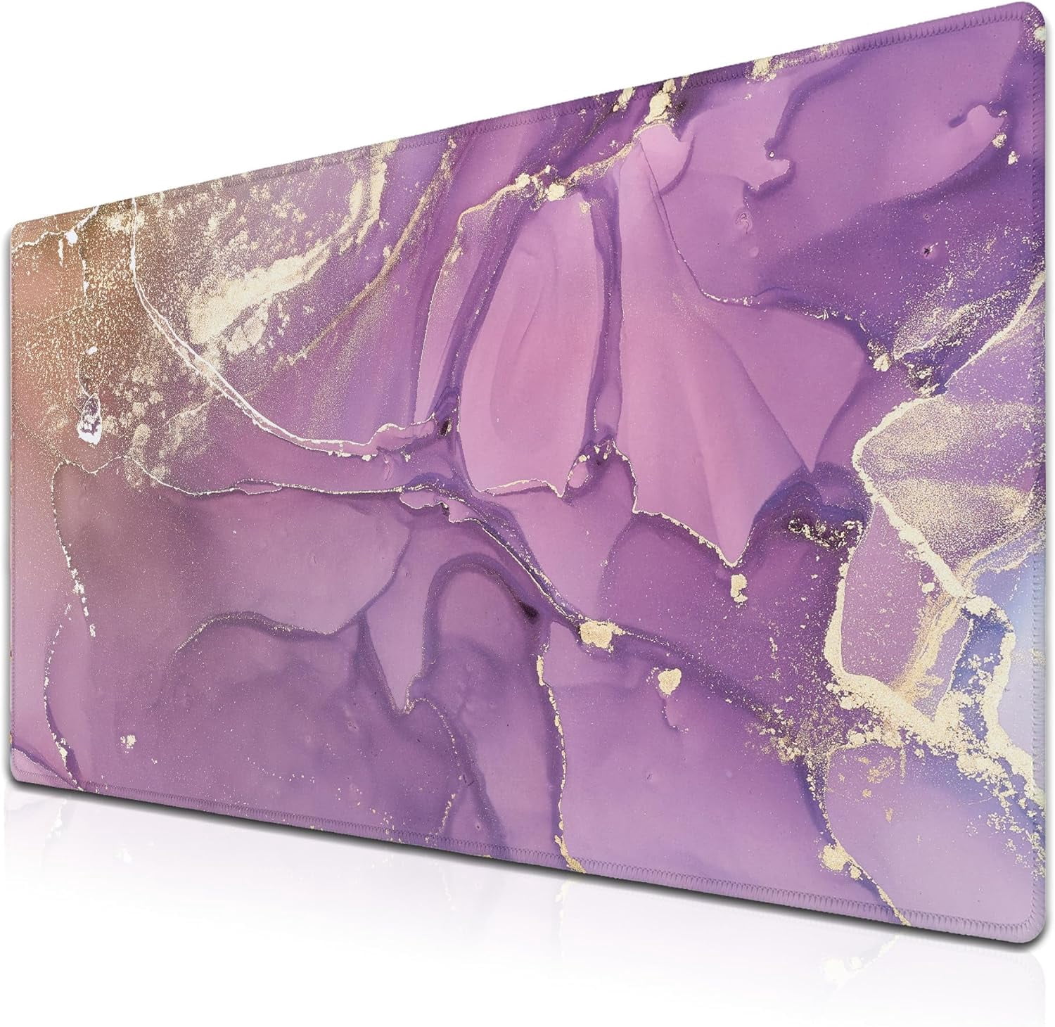 Gaming Mouse Pad Purple Mat, XXL Mousepad Gaming Mouse Pad for Women Desktop Mats, Office Pad Non-Slip Rubber Base Waterproof with Stitched Edges, 35.4 X 15.7 inch for Work/Game/Office/Home