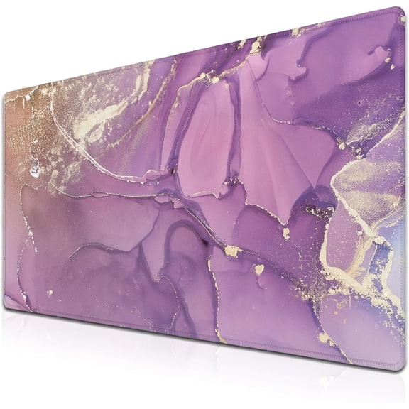 Gaming Mouse Pad Purple Mat, XXL Mousepad Gaming Mouse Pad for Women Desktop Mats, Office Pad Non-Slip Rubber Base Waterproof with Stitched Edges, 35.4 X 15.7 inch for Work/Game/Office/Home