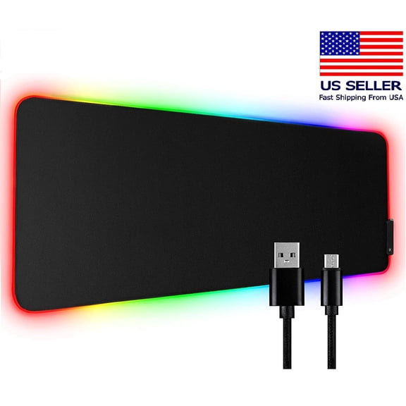 Gaming Mouse Pad RGB LED Light Oversized Glowing 11 Colors Switching Waterproof
