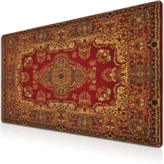 Gaming Mouse Pad Retro Boho, Large Mousepad Office Desk Mat, Work Desk Mat Non-Slip Rubber Base Waterproof with Stitched Edges, 35.4 X 15.7 inch for Work/Game/Office/Home Vintage Bohemian