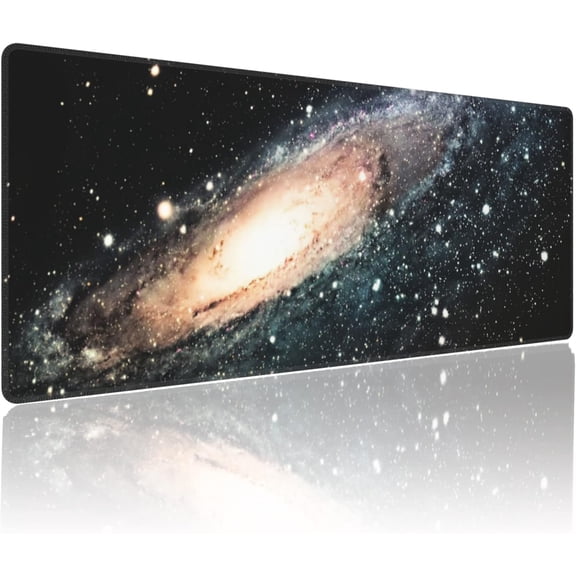 Gaming Mouse Pad Spiral Galaxy Space Nebula for Desk Keyboard Laptop Non-Slip Rubber Base Large XXL Mousepad with Stitched Edges Game Work Desktop Office Home 31.5 x 11.8 in
