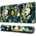 thumbnail image 1 of Gaming Mouse Pad with Stitched Edges, Vintage Aesthetic Mouse Pad with Flower Floral Plants, Extended XL Mousepad with Anti-Slip Base, Cute Large Mouse Pad for Desk, 31.5 x 11.8 in, Black, 1 of 6