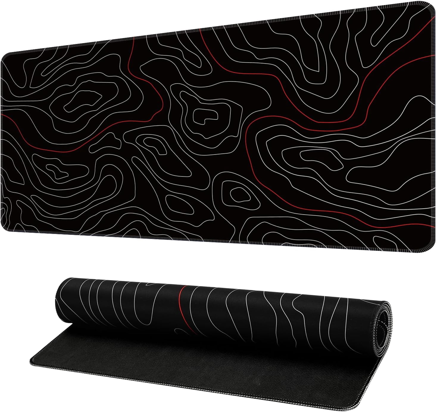 Gaming Mouse Pad, Topographic Map Mousepad, Waterproof Desk Pad Mat, Non-Slip Keyboard Pad, XL Mouse Pad for Desk, Large Mouse Pad for Laptop, Mouse Pad for Home and Office 35.4'''' x 15.7''''